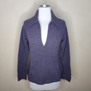 Eddie Bauer Sweater Cotton Angora Purple Knit